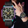 Business Man Wristwatch Date Chronograph Waterproof Luminous Luxury Men Watch Unique Color Dial Silicone Strap Quartz Men's Watches