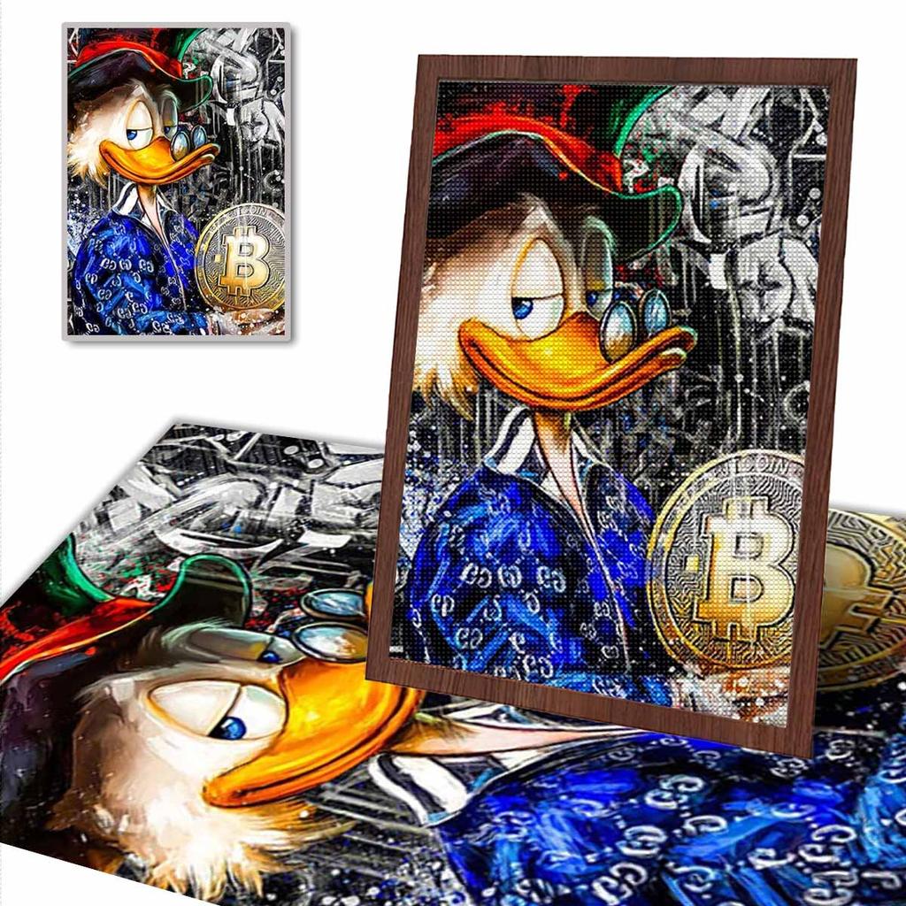 5D DIY Diamond Art Painting Kits for Adults, Donald Duck, A Financial Tycoon Full Round Crystal Diamond Kits for Beginner for Home Wall Decorate
