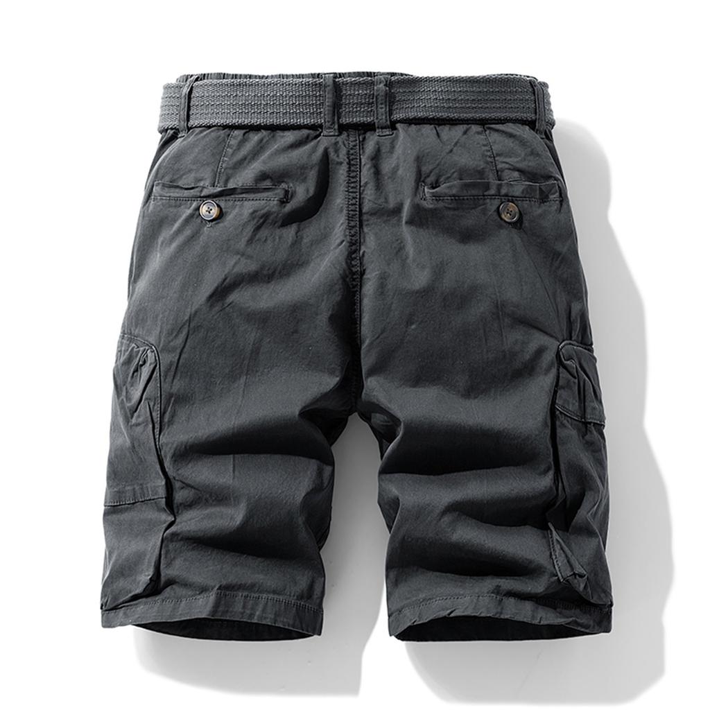 Pantalones de Trabajo de Color para Hombre, Pantalones de Algodón de Cinco Cuartos, Pantalones de Trabajo Rectos Lavados Retro con Múltiples Bolsillos