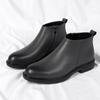 Marke Schwarz Retro Chelsea Boots für Herren Business Knöchel Herrenstiefel Lackleder Slip-On Runde Zehe Handgefertigt Kurze Stiefel