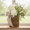 Hydrangea Basket with Bow Faux Hanging Flower Farmhouse for Door