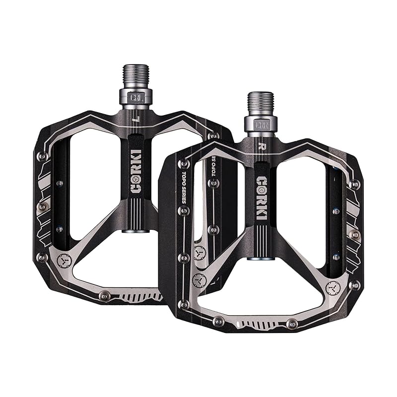 

Corki Cycles bicycle pedal Extra large flat mountain bike pedals, aluminum alloy MTB pedal, 4 inch width platform pedals - 9/16 inch black