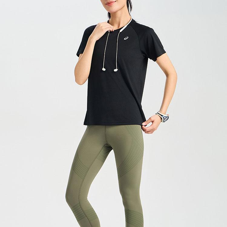 Asics Round Neck Breathable Comfort Casual Sports Short Sleeve T-Shirt Women Tops Black 2012D024-001