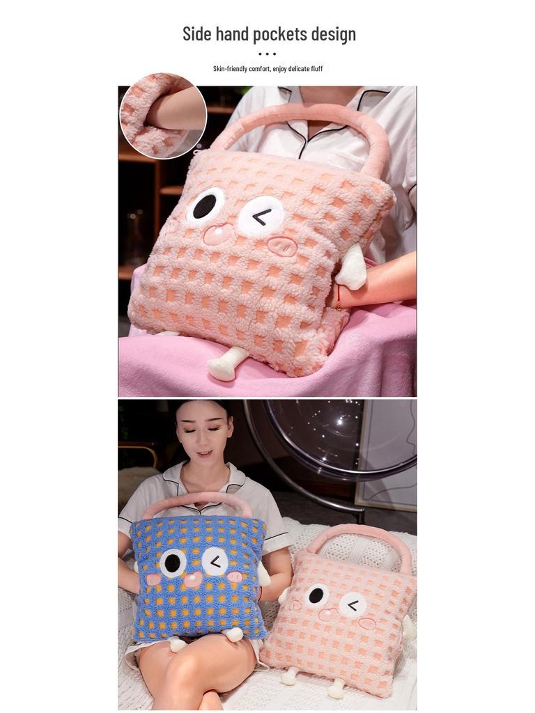 Cartoon Dopamine Lambswool 3-in-1 Pillow: Office Nap, Sofa Cushion, Car Backrest