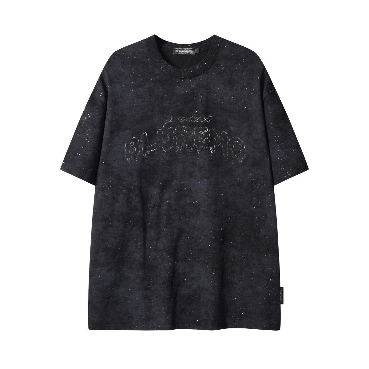 

BLUREMO Унисекс футболка Galaxy Batik с буквами из горячих бриллиантов M чёрный