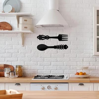1pc Large Fork Spoon Metal Signs - Rustic Kitchen Decor, Farmhouse Spoon and Fork Shaped Wall Hanging