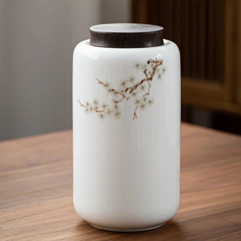 

1200 мл Керамічна банка для чаю з дерев’яною кришкою Коробка для зберігання чаю Контейнер для зберігання чайних пакетиків Герметичний резервуар для зберігання Керамічна пляшка Подарунок