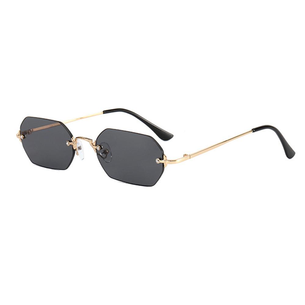 Vintage Small Metal Geometric Sunglasses Luxury Designer Style Frameless Shades Women Men Trendy Y2K Aesthetic Fashion Eyewear