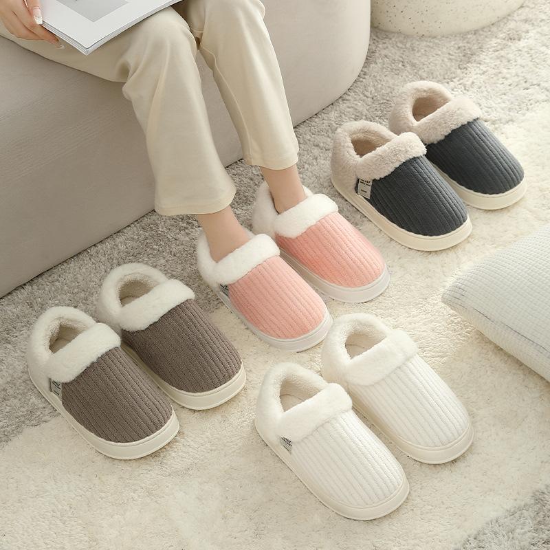 Bag heel cotton slippers winter couple indoor home home winter plush warm cotton shoes winter
