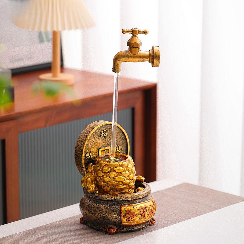 Cornucopia Water Generating Ornaments Circulating Water Chinese Style Simple Household Office Creative Desktop Resin Decoration