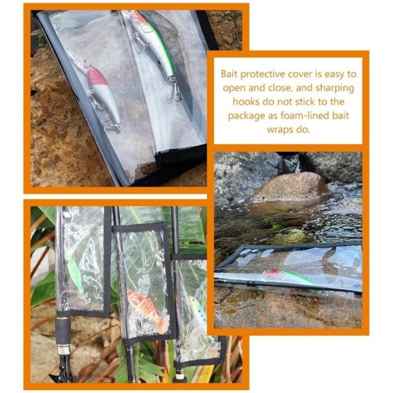 6Pcs Clear Baits Cover Lure Wrap Clear PVC Lure Cover Fishing Hook Cover for Soft Plastic Baits, Jigs Enduring