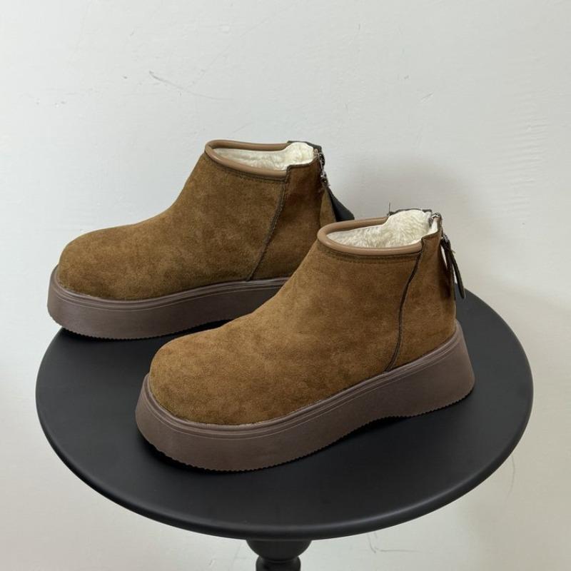 Bottes de neige à semelles épaisses rehaussantes pour femmes, nouvel hiver, tige basse en velours épaissi, anti-froid, semelle souple, chaussures en coton fin