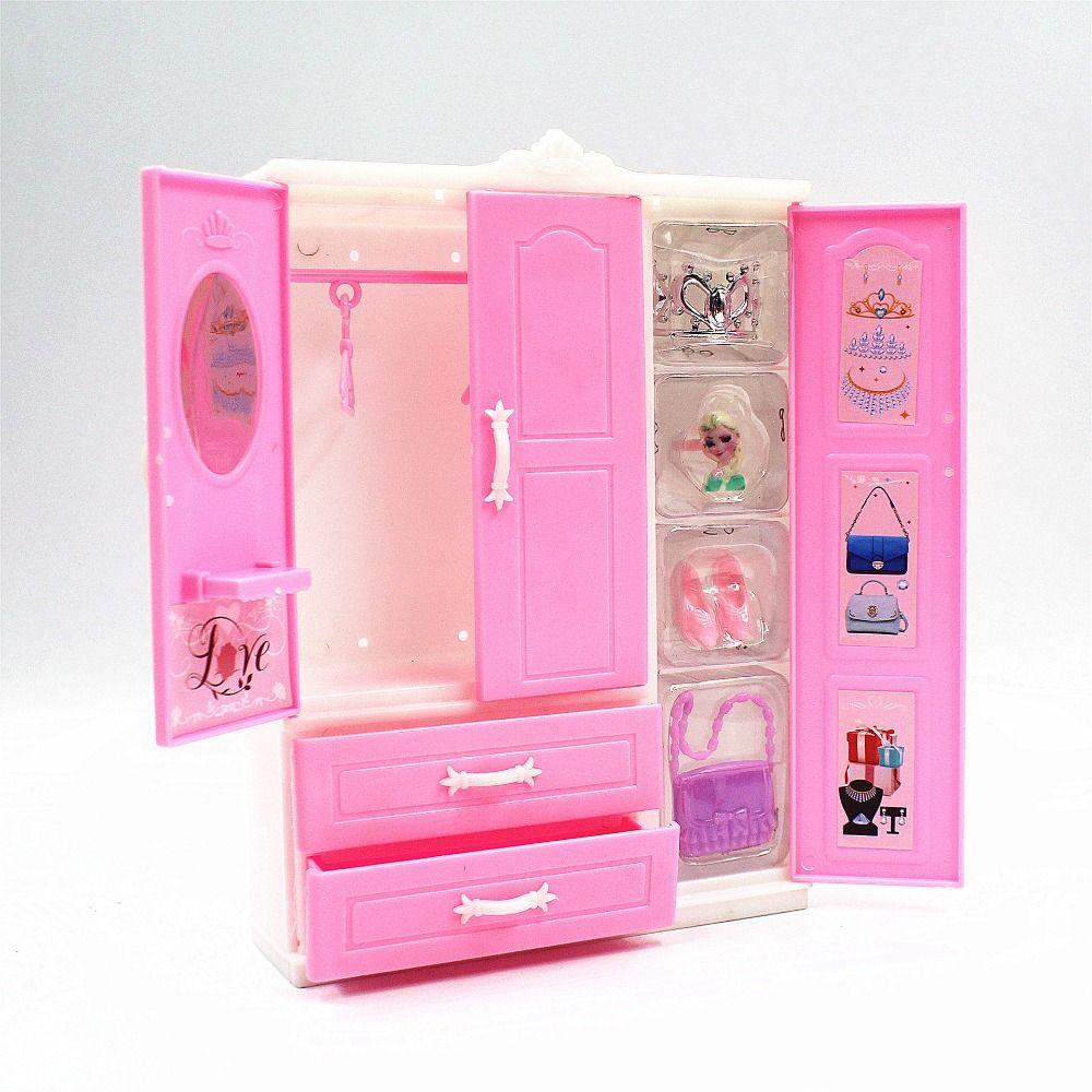 Bedroom Doll Closet Plastic Doll Furniture Dollhouse Decor Dollhouse Wardrobe DIY Toy