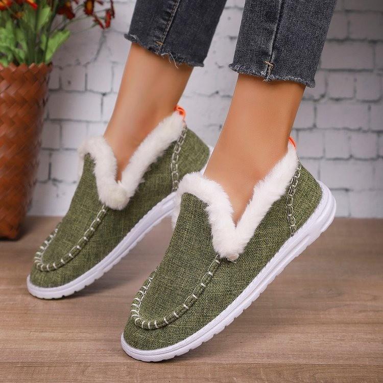 

Women s Wide Width Plush Lined Loafers, Winter Slip-On Comfort Flats, Warm Fleece Lined Casual Shoes for Women 43 армія зелений колір