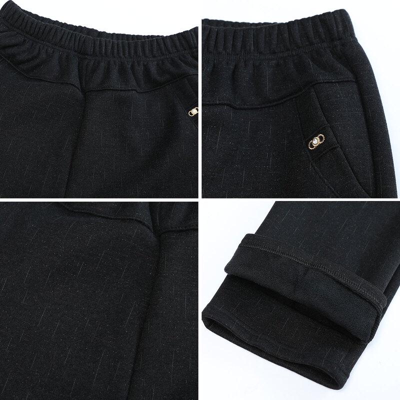 Women's Thickened Velvet Lined Elastic Waist Casual Pants