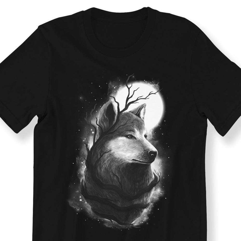 Night Wolf For Men And Women T-shirt Graphic Moon Wolf Nature Gift Top Animal#26 Unisex T-Shirt M