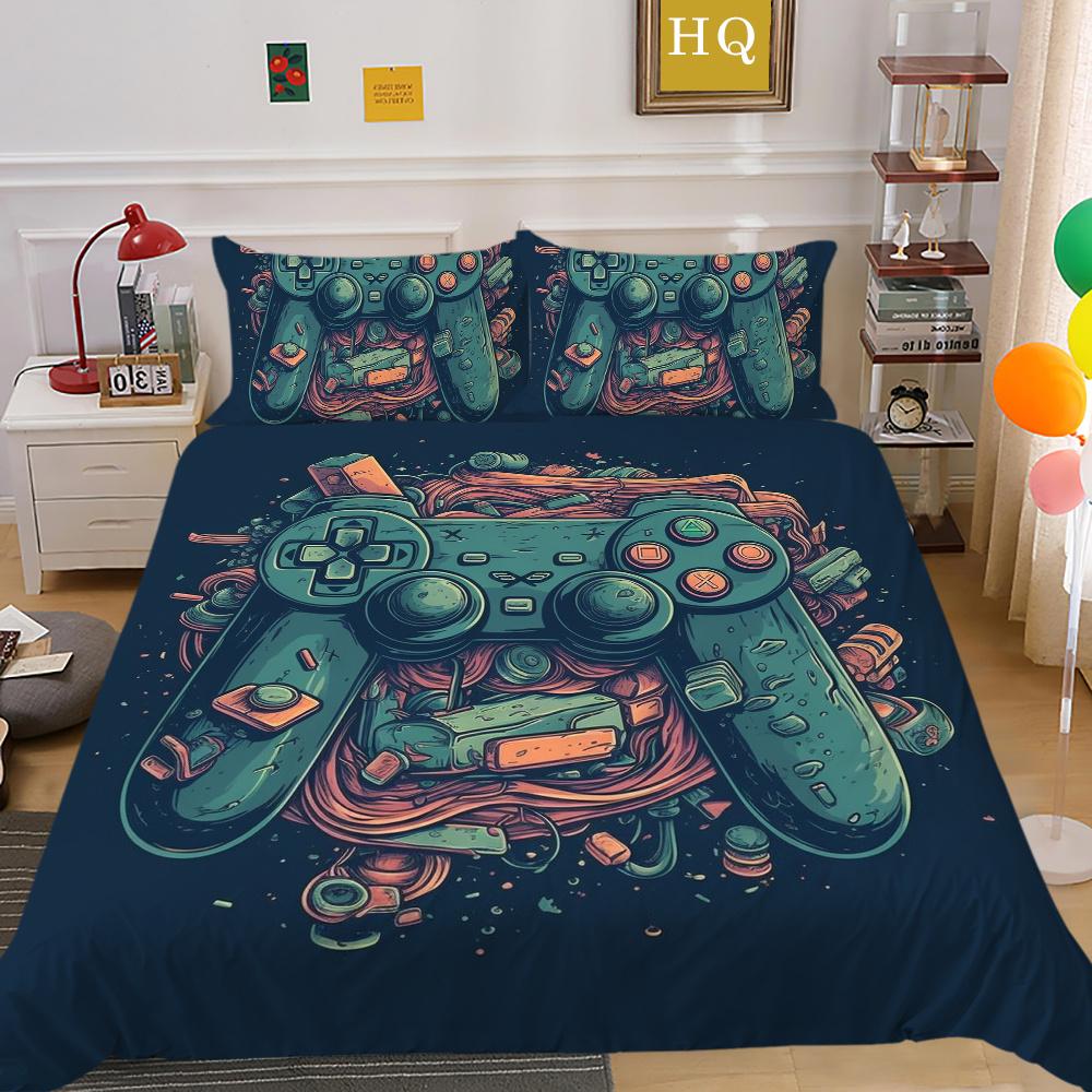 Männer Kühlen Bett Sets Spiel Griff Gedruckt Bettwäsche Abdeckung Anzug Polyester Kissen König Größe Bettdecke Luxus Hause Bettwäsche