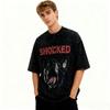 Summer Men'S Trendy Brand Short-Sleeved T-Shirt American High Street Vintage Doberman Print Fried Color T-Shirt