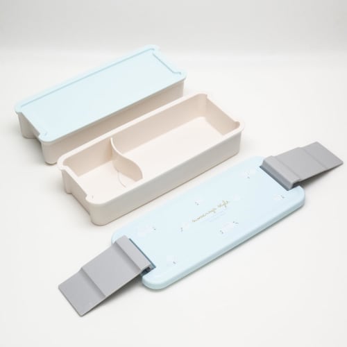 OSK PCW-650D 2-Tier Bento Box with Locking Design, Shimaenaga SEN, 340ml/310ml Capacity, with Dividers, Dishwasher and Microwave Safe, Made in Japan,