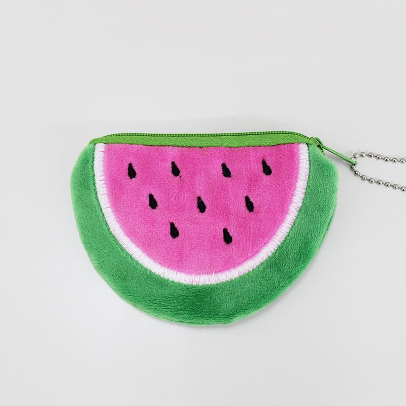 Niedliche Plüsch-Frucht-Wassermelonen-Geldbörse, Münzfach, roter Umschlag, Headset-Datenkabel-Aufbewahrungstasche