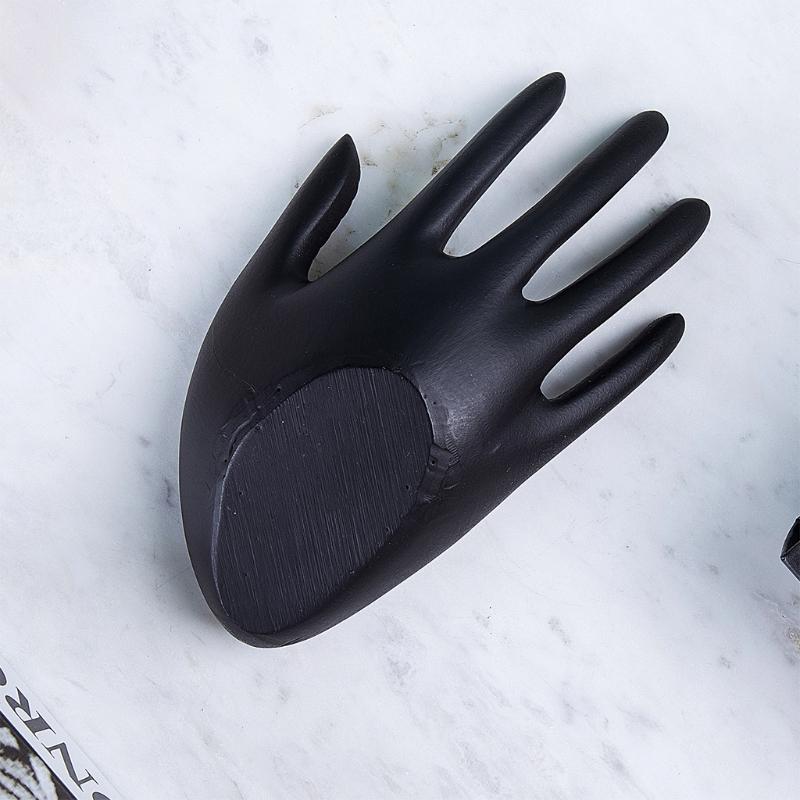 Polyresin Hand Jewelry Display Stand Support Holder Tower Organizer for Bracelet Necklace Watch Ring Tray, Black