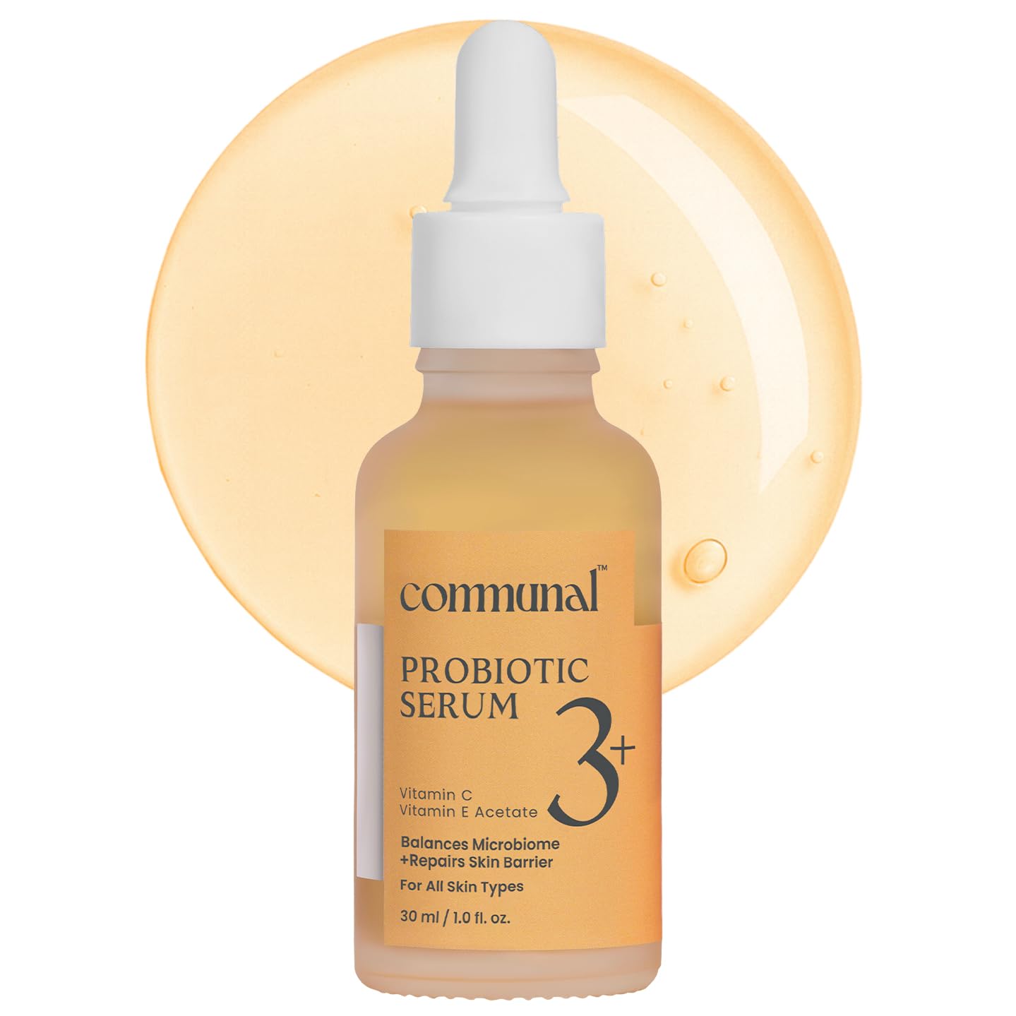 Communal Probiotic Face Serum 30ml with Probiotics, Vitamin C & Vitamin E | Barrier Repair & Microbiome Balancing Brightening Face Serum for Sensit