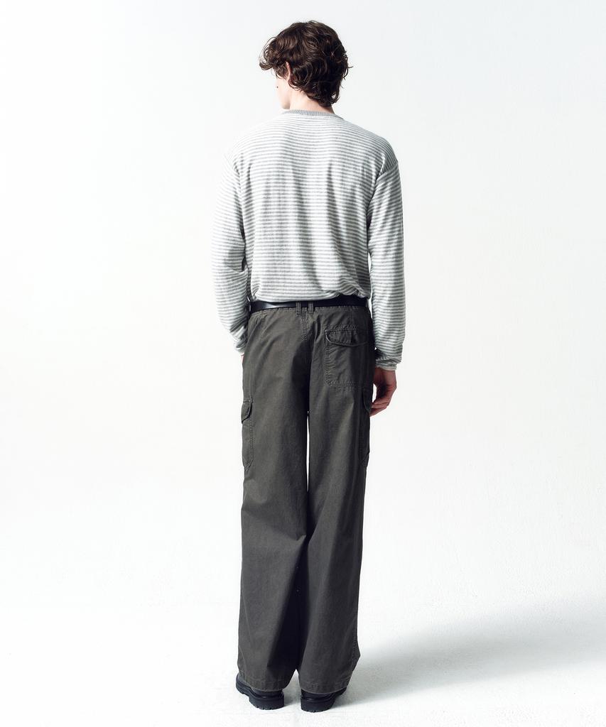 INSILENCE Cotton Cashmere Stripe Pullover Grey