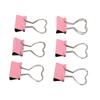 60pcs Binder Clips with Heart Shaped Handle Pink Strong Clamping Force Paper Binder Clips for Tickets Clothes