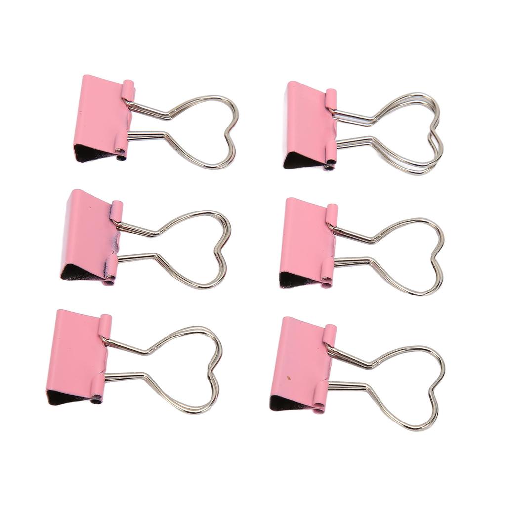 60pcs Binder Clips with Heart Shaped Handle Pink Strong Clamping Force Paper Binder Clips for Tickets Clothes