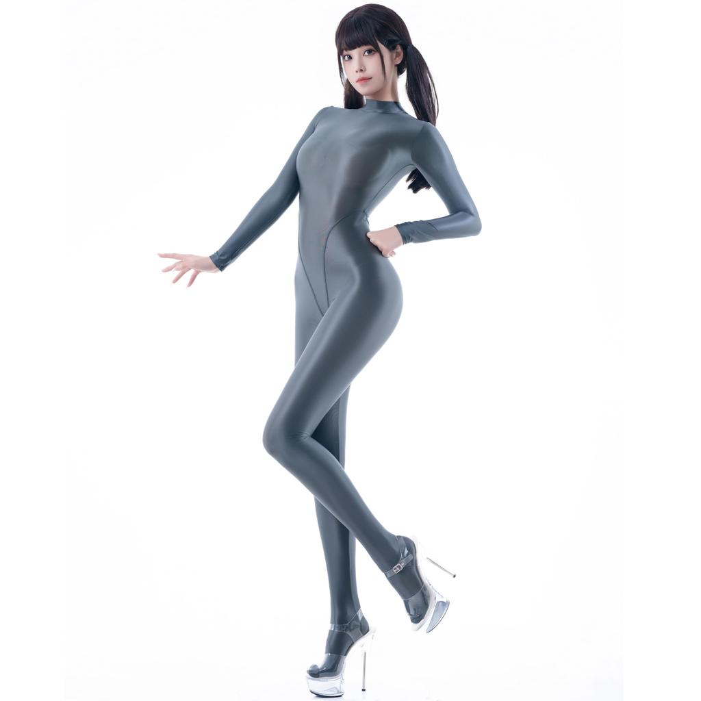 Full Body Cosplay Smooth Shiny Dance Tights [LOST-G] Tights, Sheer, See-Through, Sexy, Costume, Pantyhose, (DARK GRAY, L)