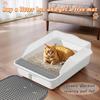 Open Cat Litter Box with High Side,Anti-Splashing Cats Litter Pan,Kitten Litter Box with Litter Sifter and Litter Mat,Semi-Enclosed Removable Kittens