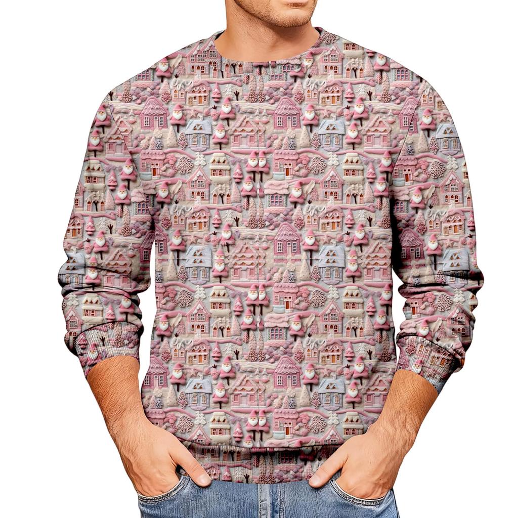 Weihnachtsdruck Lockerer Herren-Hoodie