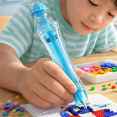 2,6mm Spitze Automatischer Perlenstift Transparent Anti-Rutsch Druck-Typ Perlenstift Ergonomischer Handgemachter Bügelperlenstift Miniatur-Kunstwerk