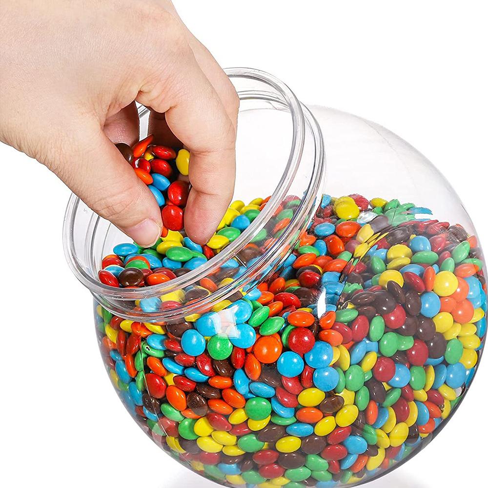 1Pc Candy Jar with Lid Plastic Clear Cookie Storage Container Wide Mouth Canister for Candy Snacks Cereal Jelly Dry Food