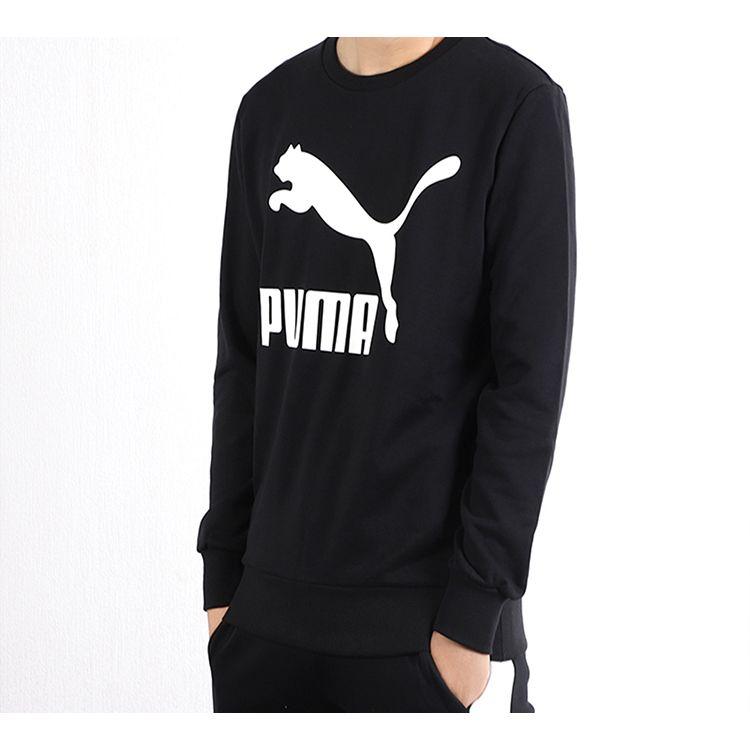 Puma Classics Logo Crew Neck Sweatshirt Men Tops Black 595892-01