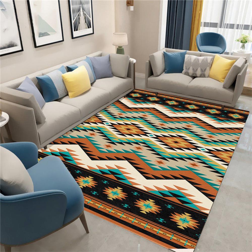 Ethnic Tribal Carpet Mat Rug Geometric Totem Colorful Pattern Home Decoration for Living Room Bedroom Multiple Designs Floor Mat