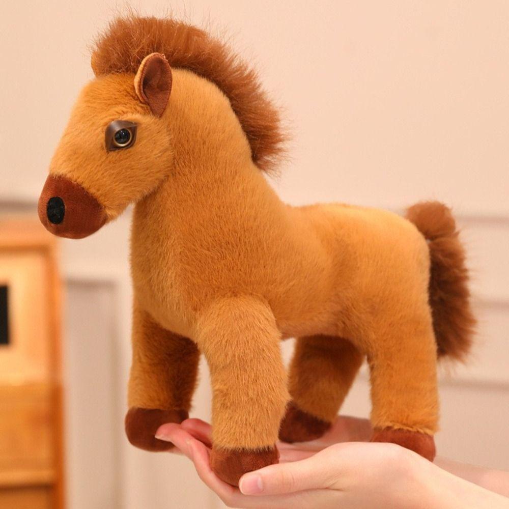 Long Mane Standing Foal Plush Doll Saddle Cartoon Horse Stuffed Toy Pony Plush Toys  Children