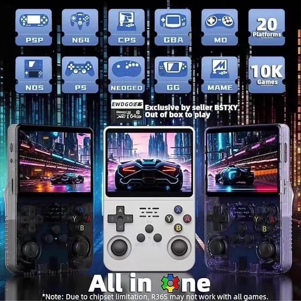 R36S Retro Handheld Game Console, Portable Gaming System with 15000+ Games, 3500mAh Battery, Multi-Platform Simulator Support, 4 Hour Playtime,128G
