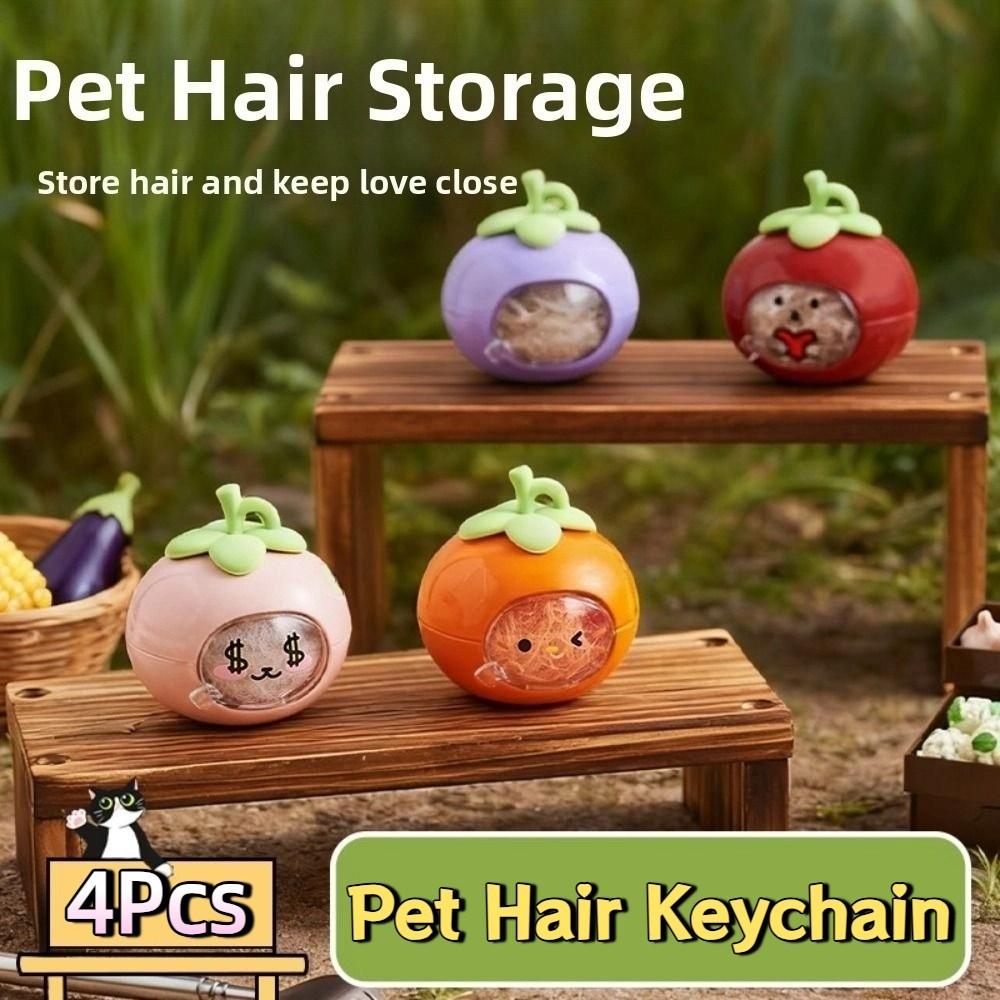 4Pcs Portable Pet Hair Keychain Creative Dog Fur Storage Pendant  for Dog Cat Hair and Ashes