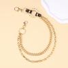 Trouser Chain Double Layer Metal Alloy Pants Chain with Spiked Ring Snap-On Lobster Clasp Punk Hip-Hop Style Pants Accessory