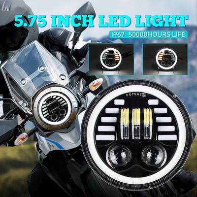 5.75 Inch Black Halo Angel Eyes LED Headlight For Triumph Sportster 1200 883 Street 500 750 5-3/4" Projector Round Headlamp