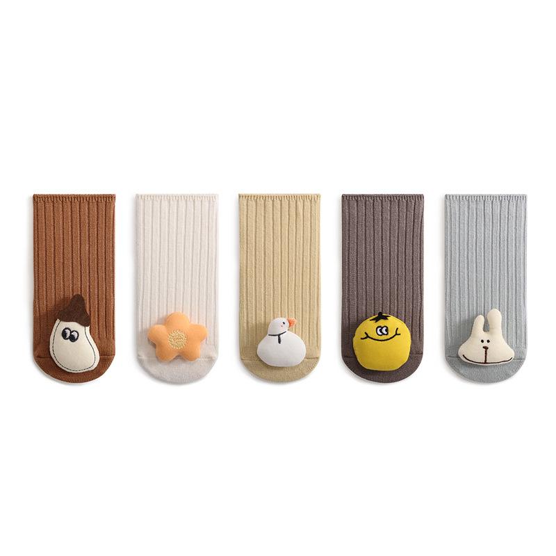 Autumn Baby Cute Cartoon Mid Tube Anti Slip Glue for Toddler Socks
