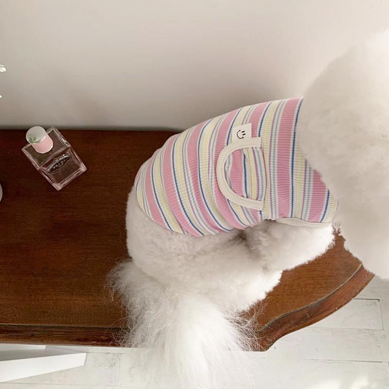 2024 Ubranka dla psów Letnia kamizelka dla psa Kamizelki w paski Koszulka dla psa Bawełna Uroczy kostium dla psa Chihuahua Bichon Cat Odzież dla dziewcząt Koszulka dla psa