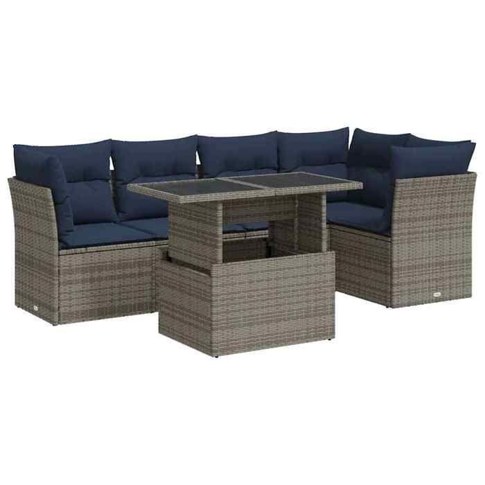VidaXL Garden Furniture Set with Cushions 6 Pcs Grey Braided Resin Acacia 3326162