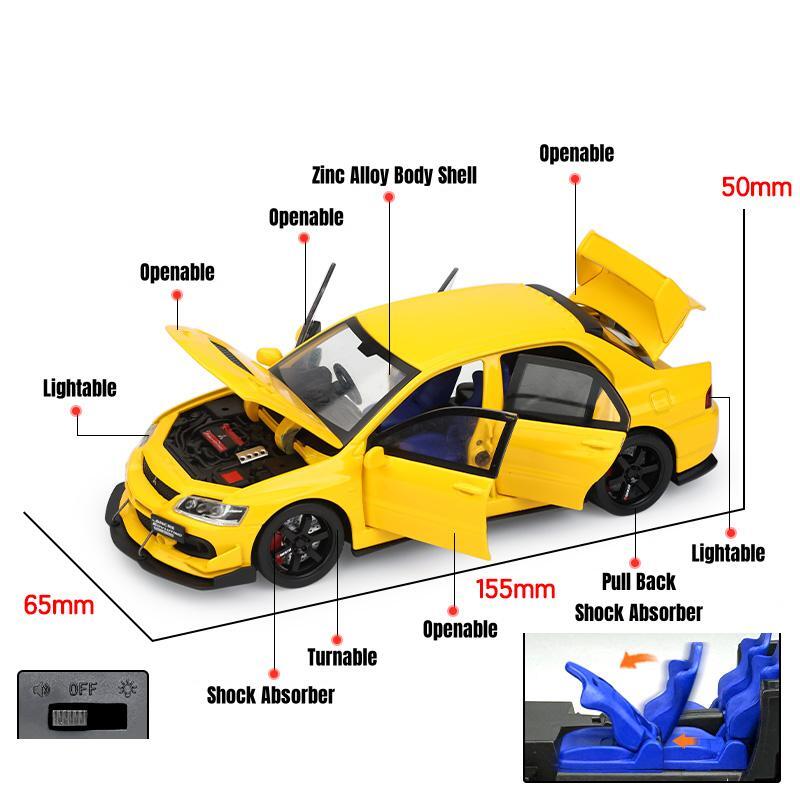 1/32 Mitsubishi Lancer EVO Final Edition Racing Toy Car Model Diecast Metal Miniature Collection Gift for Children Boys