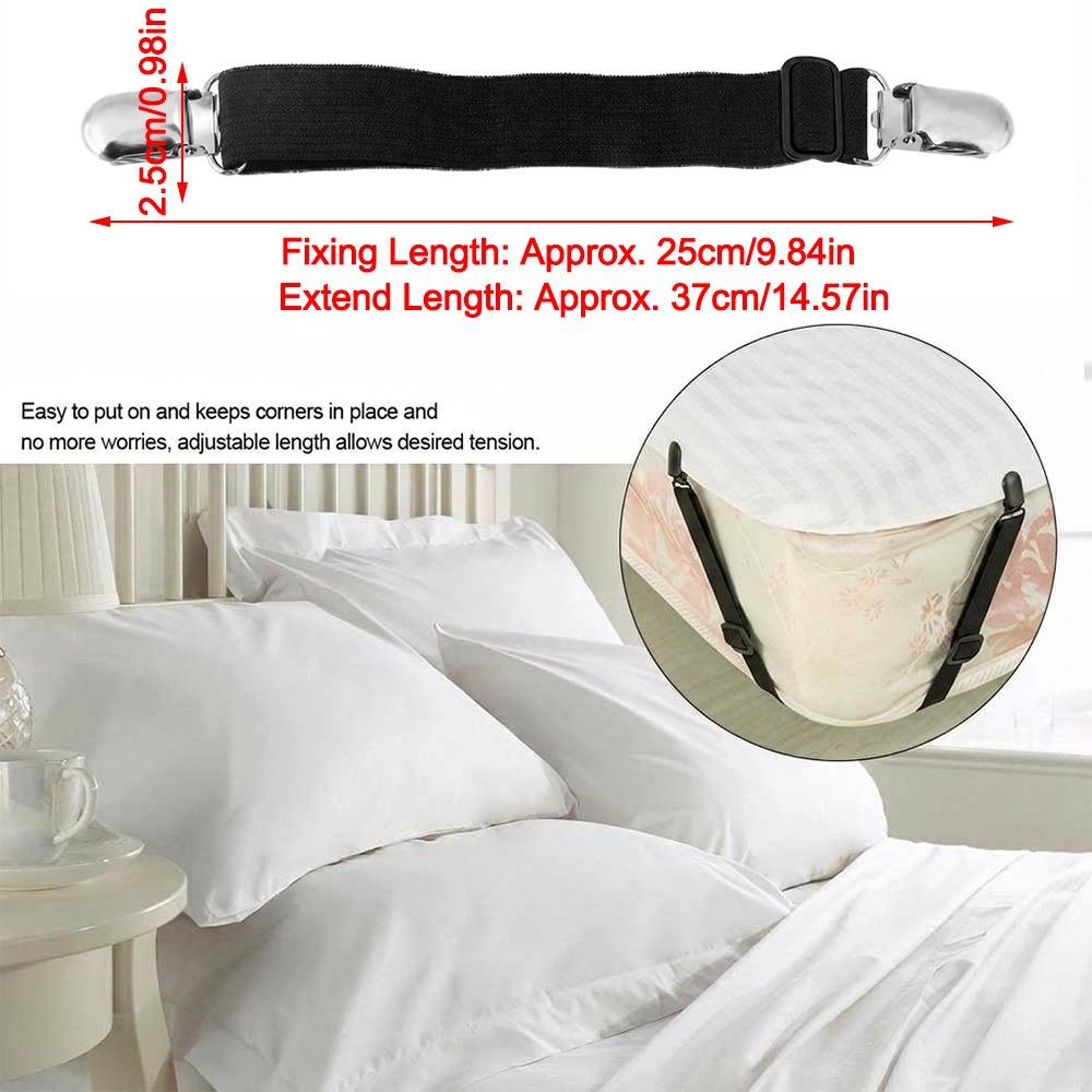 4pcs Adjustable Bed Sheet Holder Elastic Bed Sheet Fastener Washable Bed Sheet Clip  Fitted Sheet