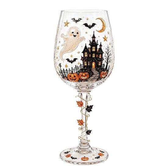 Unique Cup Halloween Wine Glass, Spooky Ghost Cat Witch Pumpkin Drinking Glass for Artistic Kitchen Drinkware Wines, Cocktails, Spirits, Holiday