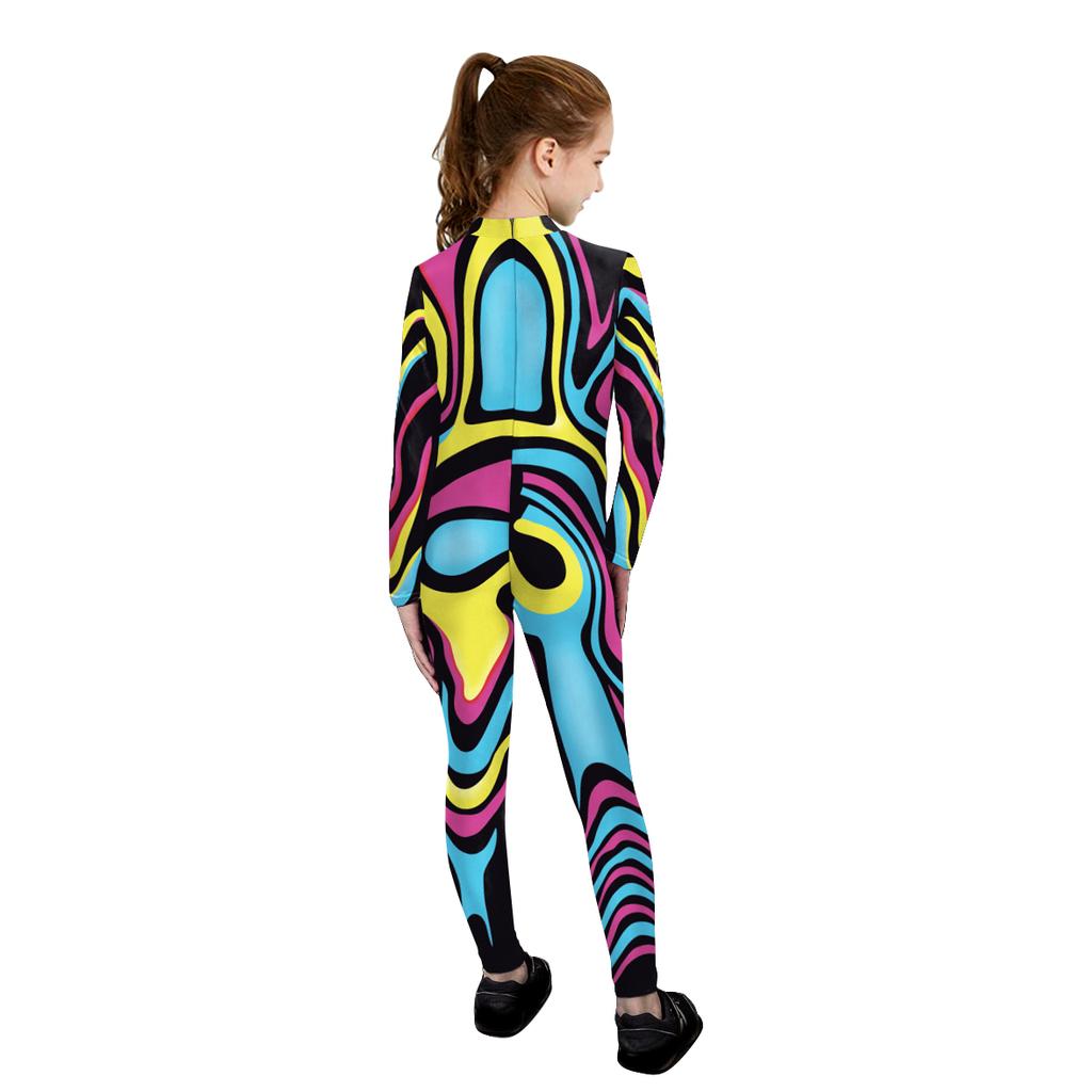 Iootiany Halloween Parent-child Color Graffiti Printed Bodysuit Purim Role Play Costume Children's Carnival Tights Jumpsuit 2025
