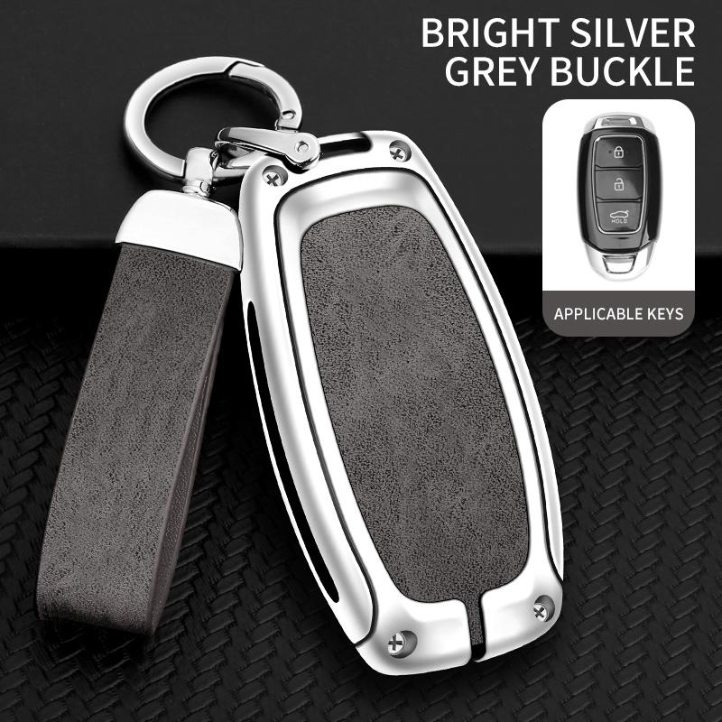 Zinc Alloy Leather Car Key Fob Case For Hyundai I30 Ix25 Ix35 Elantra Kona Solaris Azera Grandeur Ig Tm Accent Santa Fe Key Fob
