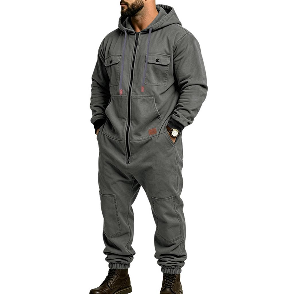 Men's Hooded Work with Multi Pockets and Waist for Outdoor